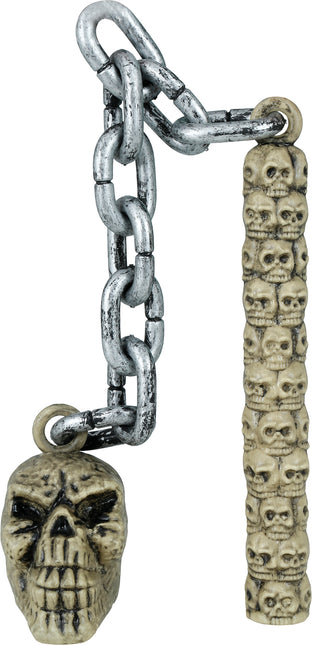 Halloween Faux bâton d'arme crâne sur chaîne 84cm