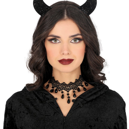 Bandeau noir pailleté diable noir