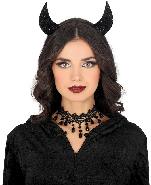 Bandeau noir pailleté diable noir