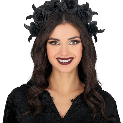 Bandeau floral noir