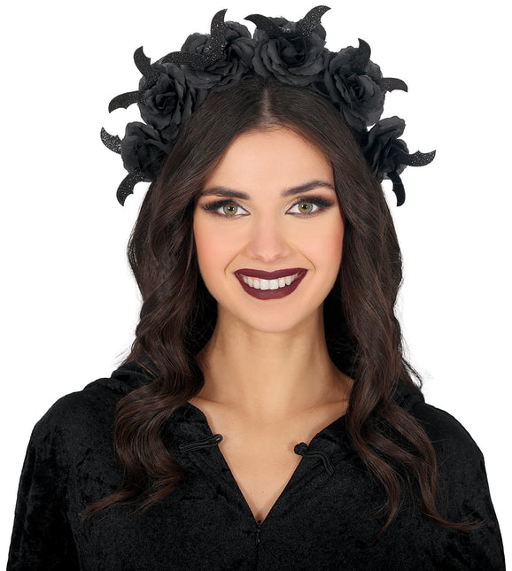 Bandeau floral noir
