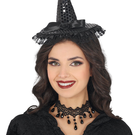 Bandeau noir Mini chapeau de sorcière