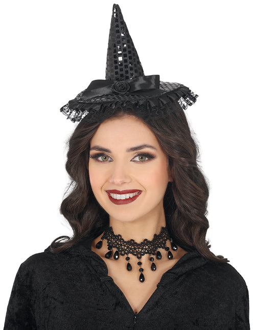 Bandeau noir Mini chapeau de sorcière