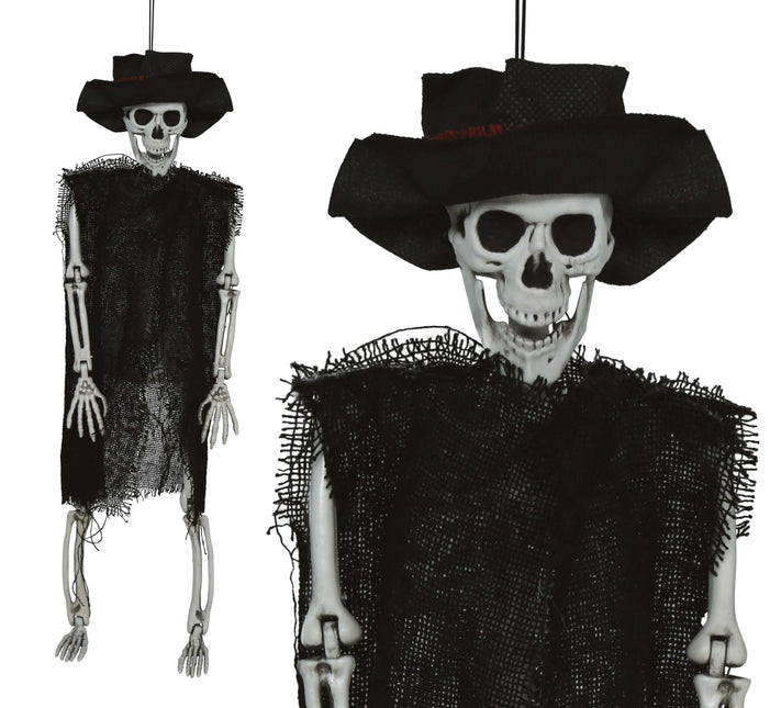 Squelette d'Halloween avec chapeau 47cm