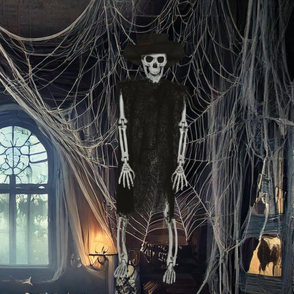 Squelette d'Halloween avec chapeau 47cm