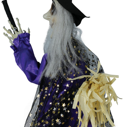 Poupée sorcière d'Halloween avec lumière, son et mouvement 75cm