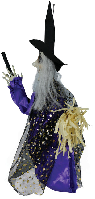 Poupée sorcière d'Halloween avec lumière, son et mouvement 75cm