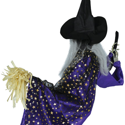 Poupée sorcière d'Halloween avec lumière, son et mouvement 75cm