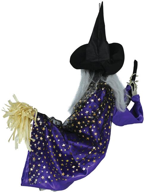 Poupée sorcière d'Halloween avec lumière, son et mouvement 75cm