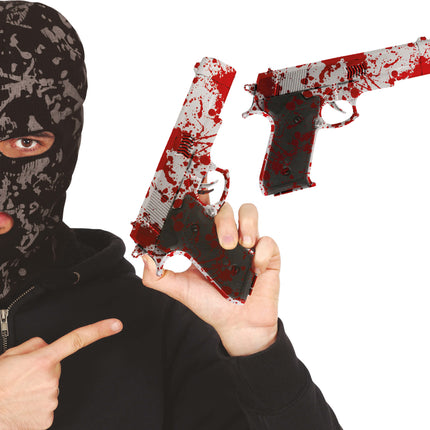 Halloween Faux pistolet avec du sang 24cm