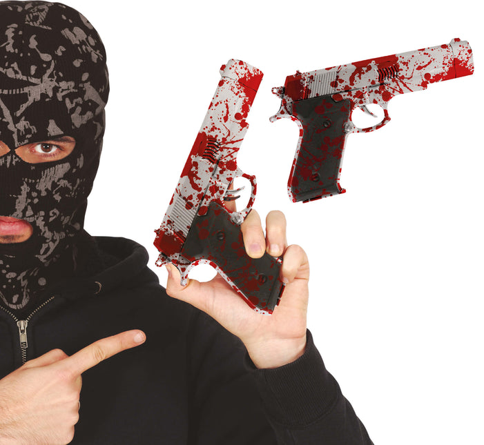 Halloween Faux pistolet avec du sang 24cm