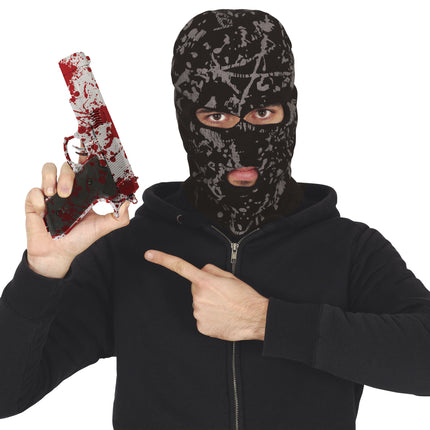 Halloween Faux pistolet avec du sang 24cm