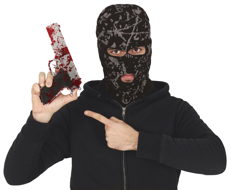 Halloween Faux pistolet avec du sang 24cm