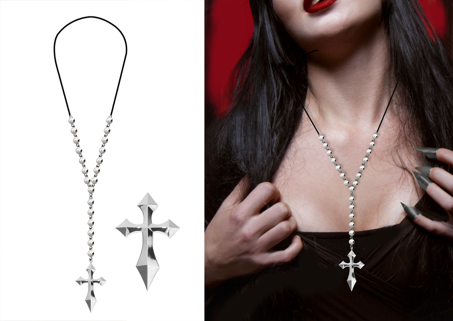 Collier en argent Croix avec perles en argent