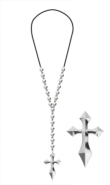 Collier en argent Croix avec perles en argent