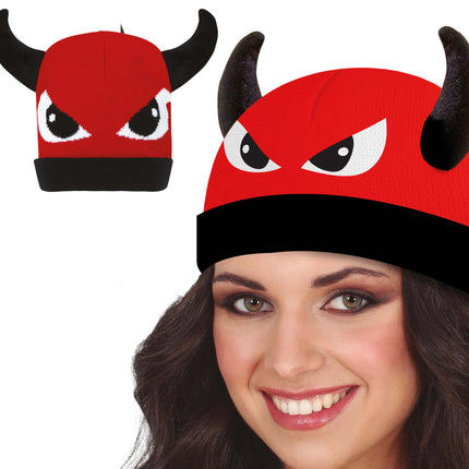 Chapeau noir rouge Diable avec yeux