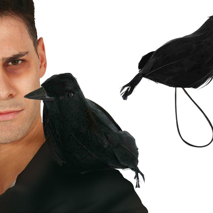 Faux corbeau noir avec élastique 15cm