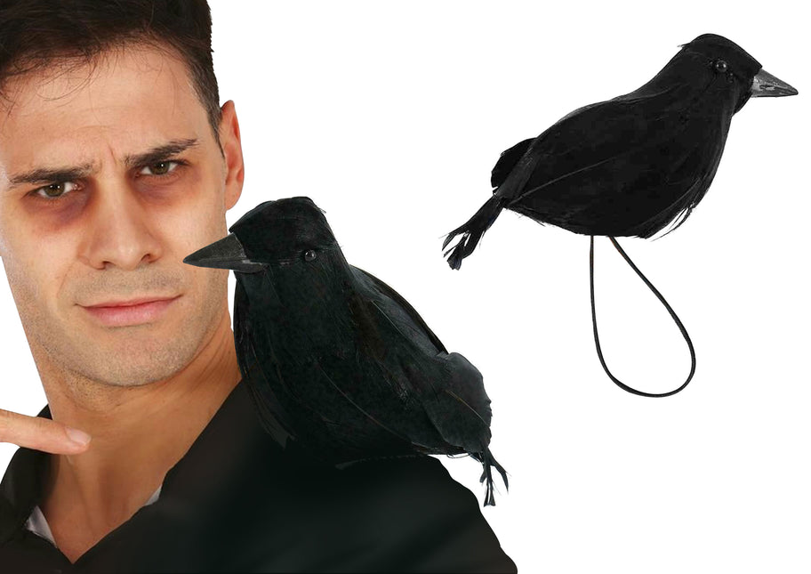 Faux corbeau noir avec élastique 15cm