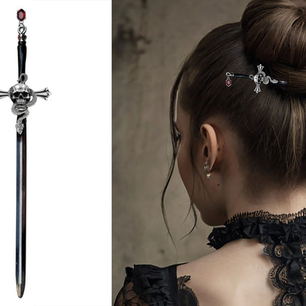 Épingles à cheveux d'Halloween Épée noire et argentée 19 cm