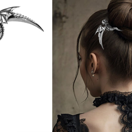 Épingle à cheveux Halloween Chauve-souris argentée 19cm