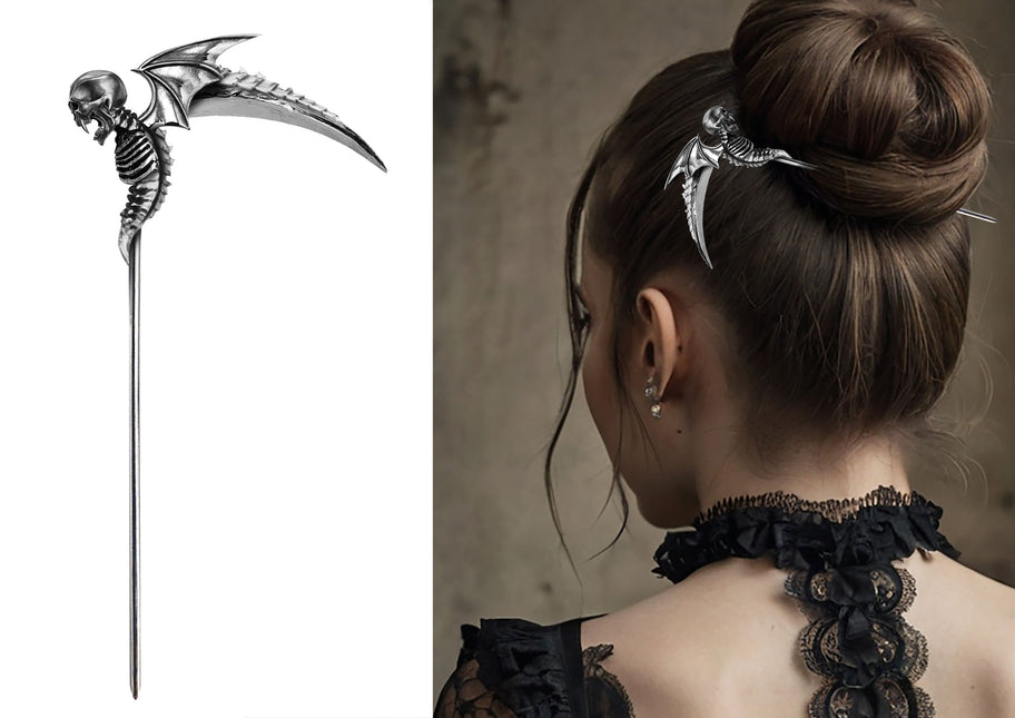 Épingle à cheveux Halloween Chauve-souris argentée 19cm