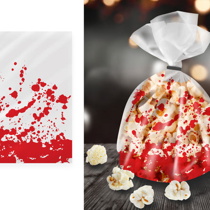 Sac de bonbons d'Halloween transparent avec du sang 22cm 20pcs