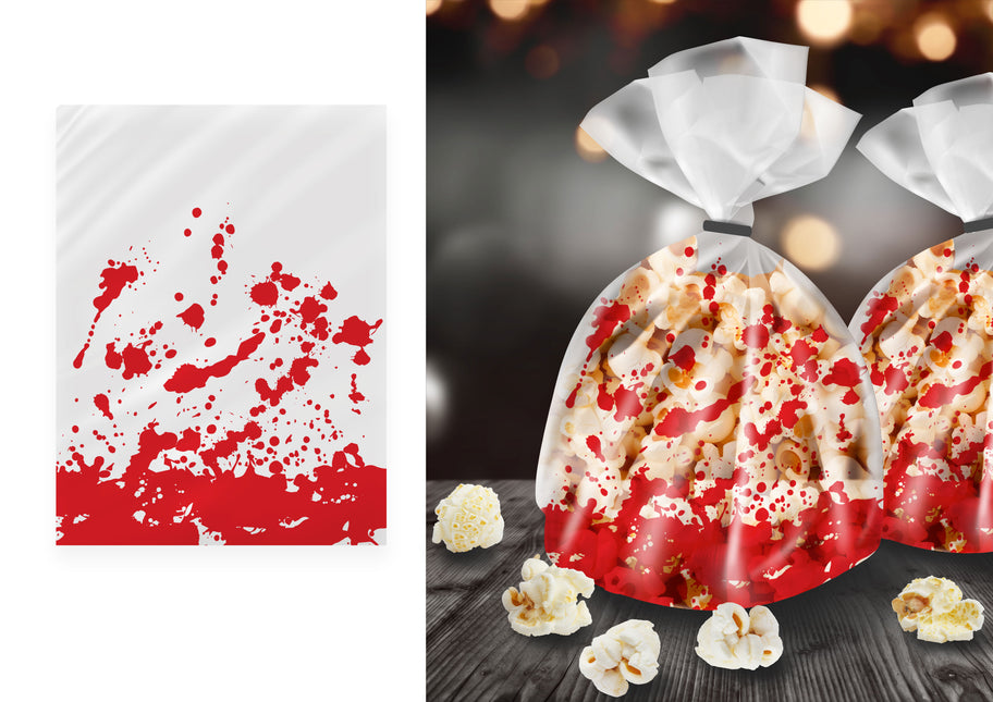 Sac de bonbons d'Halloween transparent avec du sang 22cm 20pcs