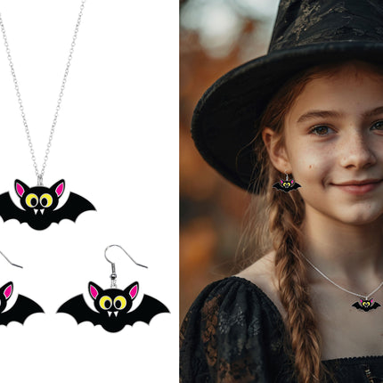 Ensemble d'accessoires d'Halloween Collier et boucles d'oreilles chauve-souris