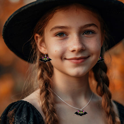 Ensemble d'accessoires d'Halloween Collier et boucles d'oreilles chauve-souris
