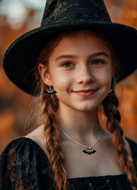 Ensemble d'accessoires d'Halloween Collier et boucles d'oreilles chauve-souris