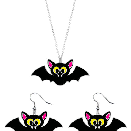 Ensemble d'accessoires d'Halloween Collier et boucles d'oreilles chauve-souris