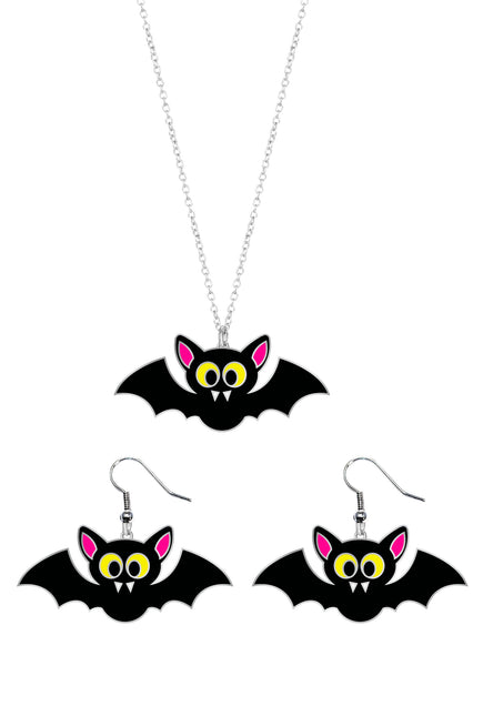 Ensemble d'accessoires d'Halloween Collier et boucles d'oreilles chauve-souris