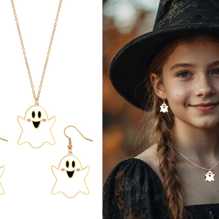 Ensemble d'accessoires d'Halloween Collier et boucles d'oreilles Fantôme
