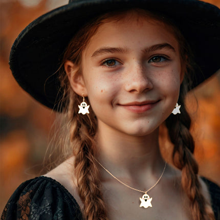 Ensemble d'accessoires d'Halloween Collier et boucles d'oreilles Fantôme