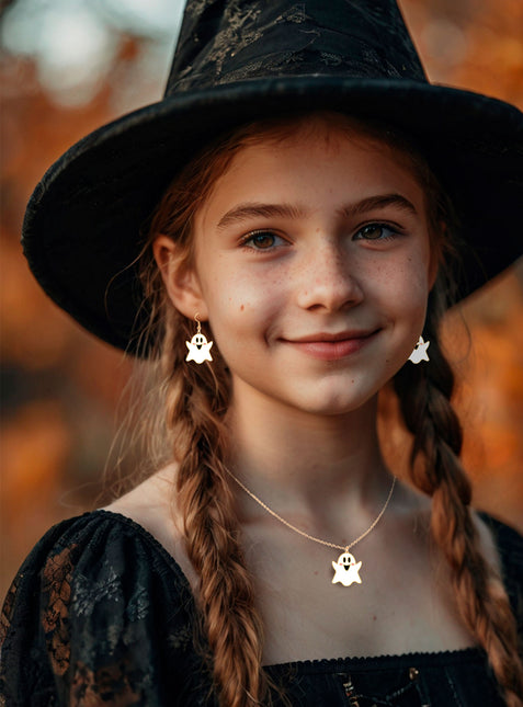 Ensemble d'accessoires d'Halloween Collier et boucles d'oreilles Fantôme