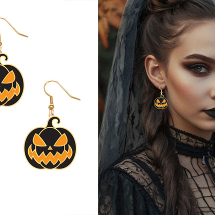 Boucles d'oreilles citrouille noir orange