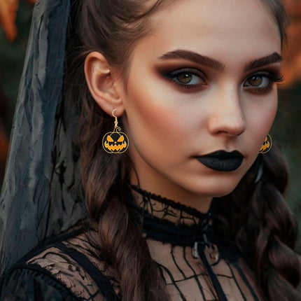 Boucles d'oreilles citrouille noir orange