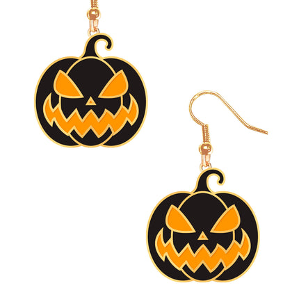 Boucles d'oreilles citrouille noir orange