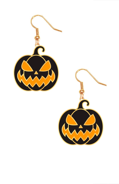 Boucles d'oreilles citrouille noir orange