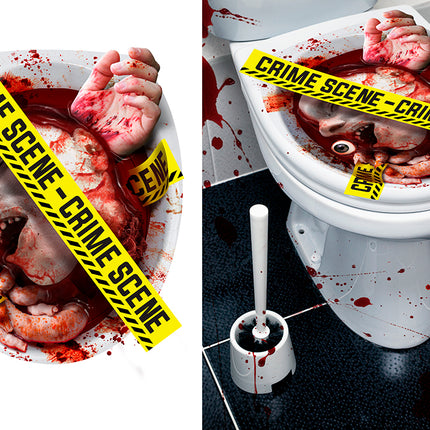 Autocollant de toilette Halloween Crime Scene Toilet 40cm