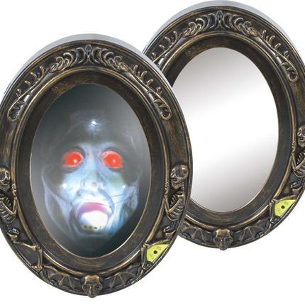 Plaque de porte Halloween Miroir avec son et lumière 32cm