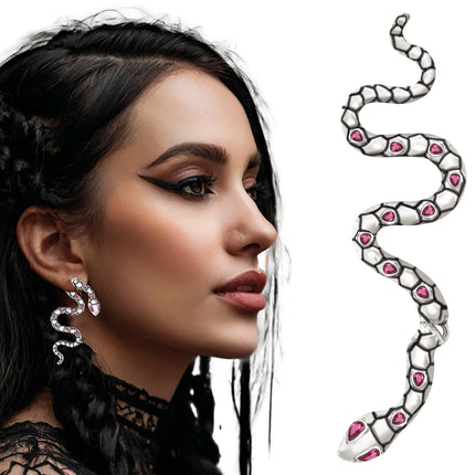 Boucles d'oreilles serpent en argent 6cm