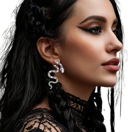 Boucles d'oreilles serpent en argent 6cm