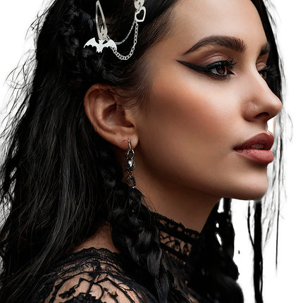 Collier à pinces à cheveux d'Halloween Chauve-souris et coeur
