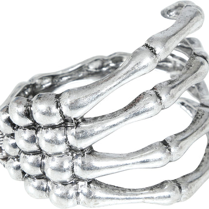 Bracelet Halloween Squelette argenté Main