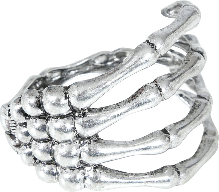 Bracelet Halloween Squelette argenté Main