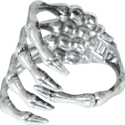 Bracelet Halloween Squelette argenté Main