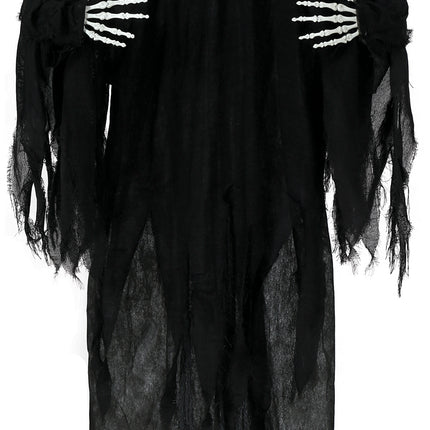 Halloween Poupée Squelette Noir Deux Crânes Avec Lumière Et Son 1.7m
