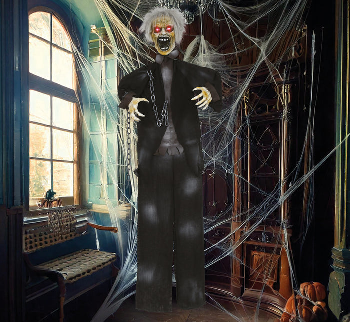 Poupée Halloween Zombie avec lumière, son et mouvement 1.7m