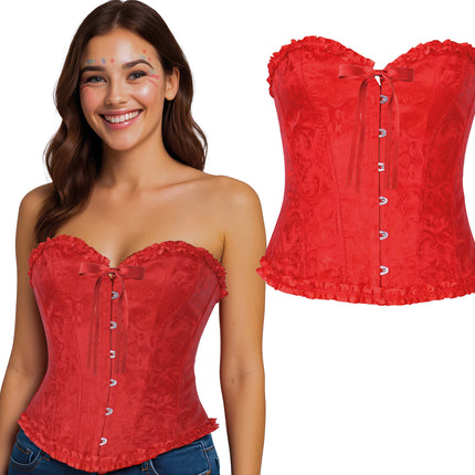 Corset rouge dentelle pour dames